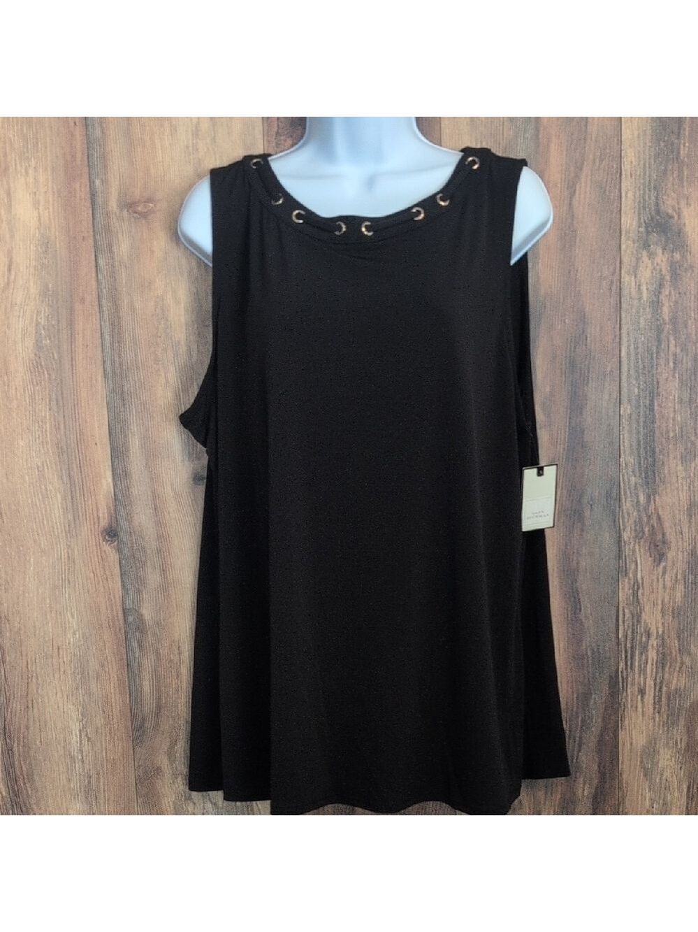 NWT Dana Buchman Black Grommet Detail Tank Top Blouse XXL                  -D126
